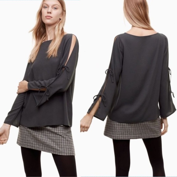 Wilfred Gray Blouse With Tie Detail - Picture 1 of 6